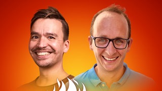 Sebastian Schmidt und Bob Blume auf dem Podcast-Cover von "Die Schule brennt – Mit Bob Blume"