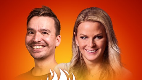 Silke Müller und Bob Blume auf dem Podcast-Cover von "Die Schule brennt – Mit Bob Blume"