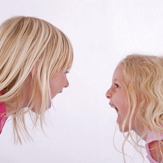 Zwei Kinder schreien sich an