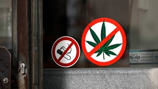 Aufkleber an der Eingangstür eines Restaurants zeigen: Rauchen und Konsum von Cannabis verboten. Ein Blick in die Geschichte der Drogenprohibition zeigt: Die Entscheidung, ob eine berauschende Substanz legal oder illegal ist, ist oft willkürlich.