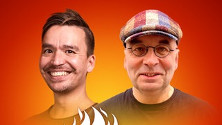 Armin Himmelrath und Bob Blume auf dem Podcast-Cover von "Die Schule brennt – Mit Bob Blume" 