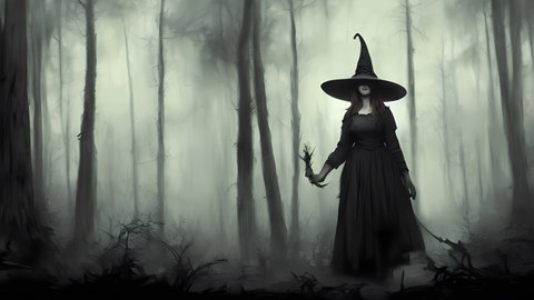 Mystische Hexe in einem geheimnisvollen dunklen Wald: Ob Liebeszauber oder magische Rituale – moderne Hexen haben in den sozialen Medien viele Fans und die Hexe gehört fest zu unserer Kultur. Doch vieles, was wir über Hexen zu glauben wissen, ist falsch.