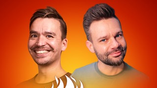 Raphael Kirsch und Bob Blume auf dem Podcast-Cover von "Die Schule brennt – Mit Bob Blume"