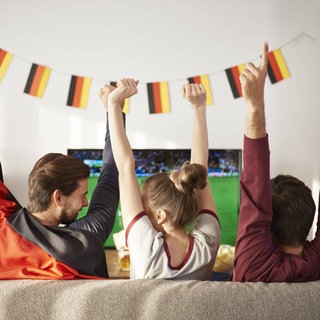 Symbolfoto: Deutsche Fußballfans vor dem Fernseher