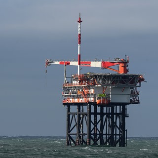 Blick auf die Bohrinsel des niederländischen Unternehmens One-Dyas in der Nordsee zur Förderung von Erdgas