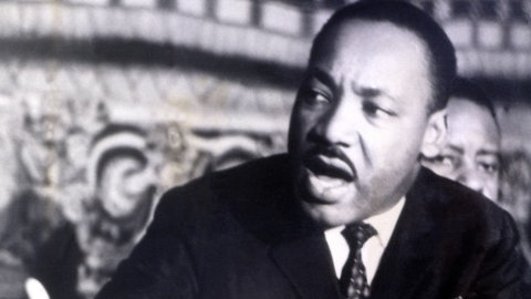 Bürgerrechtler Martin Luther King (1929-1968) bei der Verleihung des Friedensnobelpreises 1964.