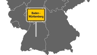 Deutschlandkarte; das Bundesland Baden-Württemberg ist markiert: 70 Jahre Baden-Württemberg – Am 25. April 1952 wurden Württemberg-Baden, Baden und Würrtemberg-Hohenzollern zum Bundesland Baden-Württemberg vereinigt