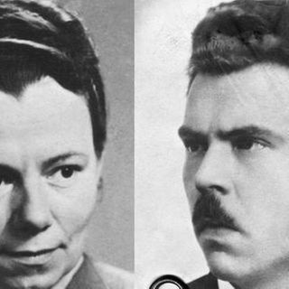 Elli Barczatis, Passfoto ca. 1950, und Karl Laurenz, Passfoto, ca. 1950