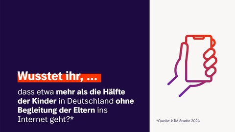 Laut der KIM Studie 2024 gehen mehr als 50% der Kinder ohne Begleitung eines Erwachsenen ins Internet. *Quelle: KIM Studie 2024