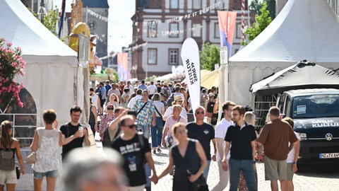 Die SWR Festivalmeile und Festivalbühne auf den SWR Sommerfestival in Speyer.