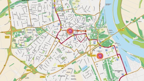 Lageplan zum SWR Sommerfestival mit kostenlosem Busshuttle innerhalb Speyers