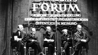 Grundsatzdiskussion am 30. Januar 1947 im Programm Radio Stuttgart unter dem Titel: Wollen wir ein staatliches oder ein unabhängiges Radio? 