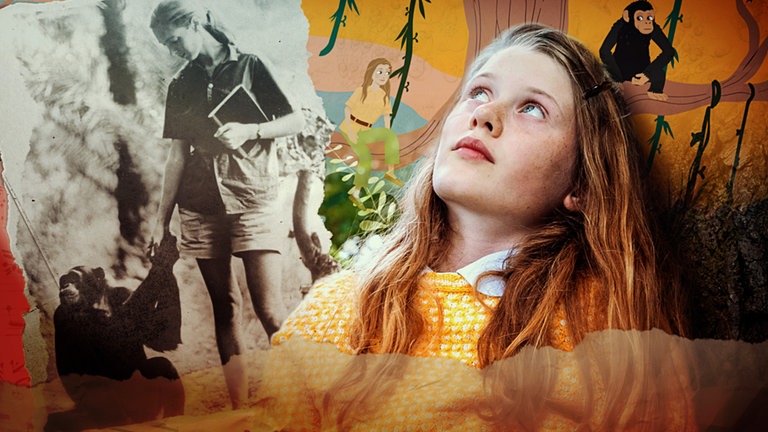 Eine Montage von Jane Goodall.