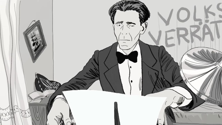 „Statistik des Verbrechens – Ein Mathematiker kämpft gegen die Nazis“: Gumbel am Schreibtisch. © SWRDavid RufSchwenk Film