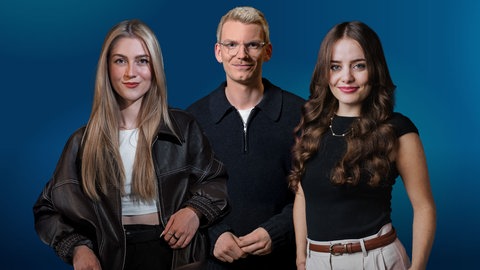 Hosts Mona Berner, Paul Lüder und Aurora Lushtaku (v.l.n.r.)