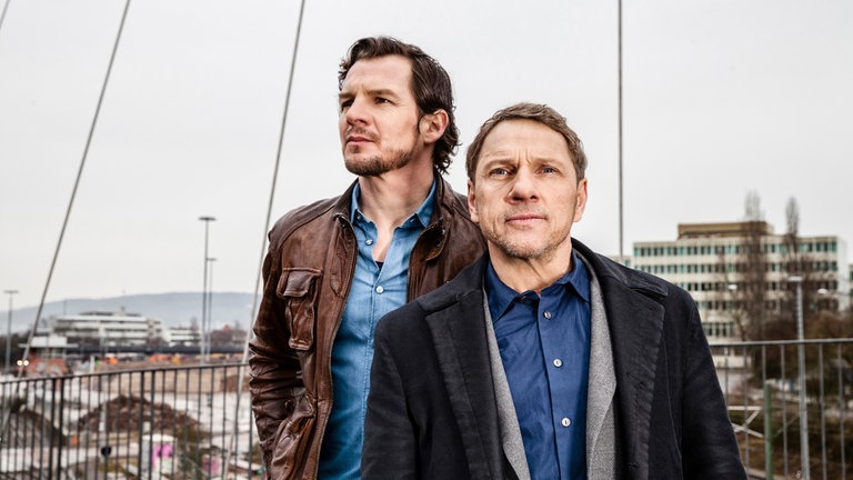 SWR Tatort-Kommissare Sebastian Bootz (Felix Klare, li.)) und Thorsten Lannert (Richy Müller)