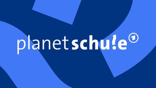 Das Logo von planet schule mit weißer Schrift auf blauem Hintergrund