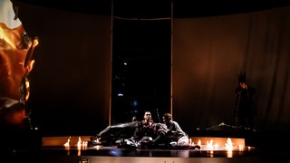 Probenfoto von "Malina" mit Valer Sabadus (Malina), Larisa Akbari (Ich) und Jelena Rakić (Prinzessin)