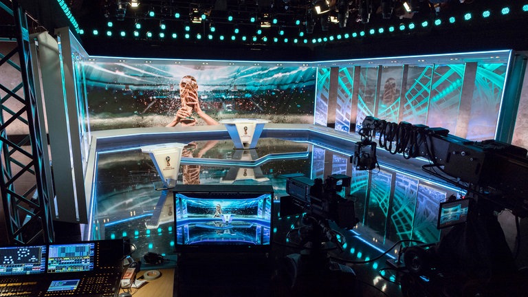 WM-Studio im Sendezentrum in Baden-Baden