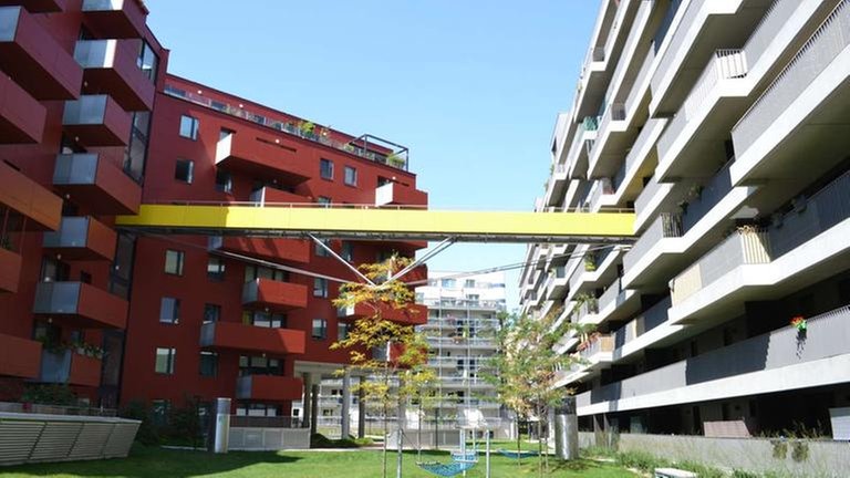 Ein modernes Stadtquartier mit geförderten und frei finanzierten Wohnungen.