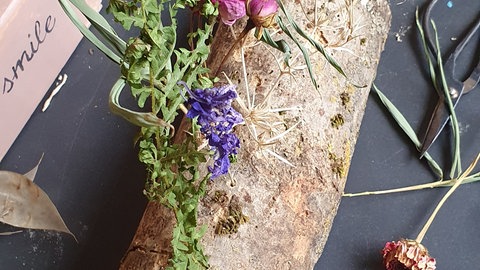 Trockenblume auf Holz