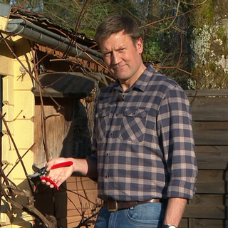 Jens Hübschen mit Heckenschere