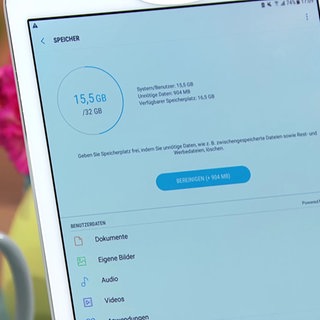 Anzeige über Speicherplatz