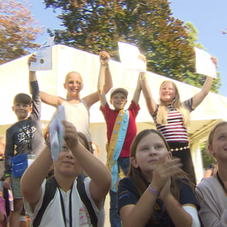 Kinder in der Kinderspielstadt in Langenargen