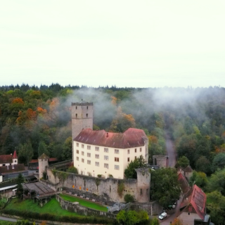 Im Herbstkleid- hoch über dem Neckartal - die Burg Guttenberg.