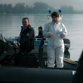 Dreharbeiten Wapo Bodensee - Gerichtsmedizinern auf Boot