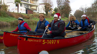 Unterwegs mit dem Kanu im winterlichen Remstal.