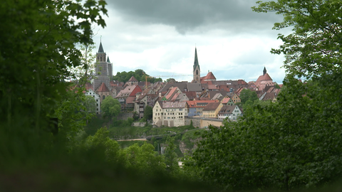 Aussicht auf Rottweils Häuser und Bauten.
