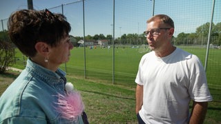 Sonja Faber-Schrecklein im Gespräch mit Frank Kramer dem Sportdirektor der TSG Hoffenheim.