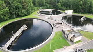Sicht auf die Kläranlage in Neuwied von oben