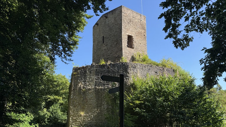 Die Burgruine Alt-Wolfstein auf dem Wanderweg Königsbachweg