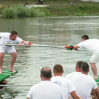 Große Gaudi in Nierstein: Das traditionelle Schifferstechen