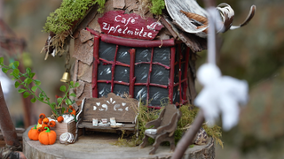 Das Café Zipfelmütze auf dem Sörgenlocher Wichtelweg. Es ist Teil eines ganzen Wichtel-Dorfes.