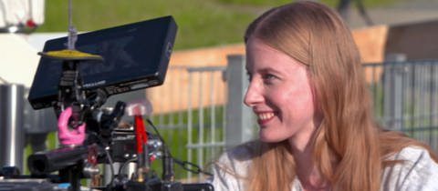 Die Moselanerin Cindy Klink vor der Kamera bei den Dreharbeiten zu ihrem ersten Kinofilm
