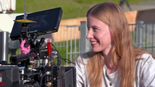 Die Moselanerin Cindy Klink vor der Kamera bei den Dreharbeiten zu ihrem ersten Kinofilm