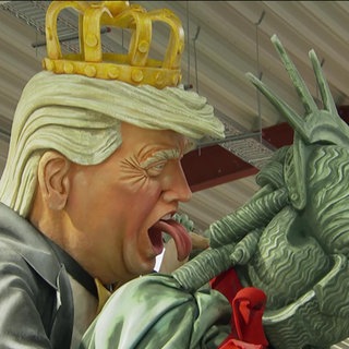 Ein Motivwagen mit Donald Trump