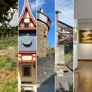 Montage von fünf Sehenswürdigkeiten in Rheinland-Pfalz