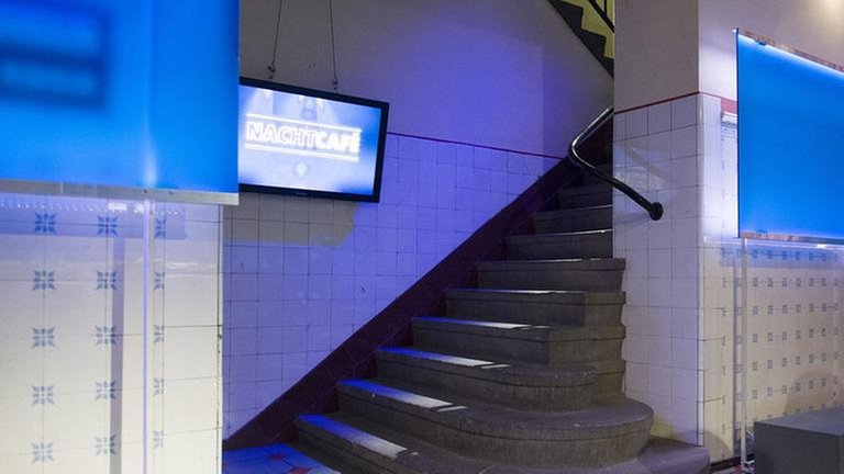 Treppenaufgang zur Maske im E-Werk in Baden-Baden