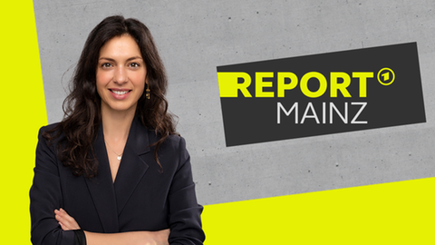 Logo von Report Mainz mit Moderatorin Nadia Kailouli