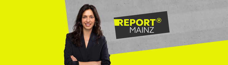Logo von Report Mainz mit Moderatorin Nadia Kailouli