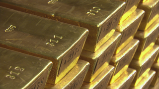 Gestapelte Goldbarren von der Bundesbank