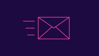 Brief-Symbol pink auf blau mit Überschrift: Mitmachen!